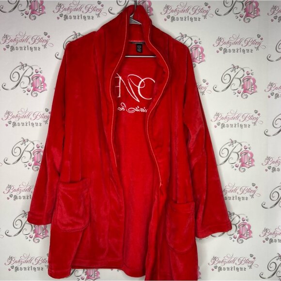 Victoria secret robe fleece soft cozy blanket style red writing on back - Picture 2 of 7